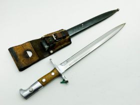 ANTIQUE SWISS BAYONET WITH METAL SCABBARD