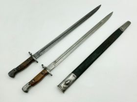 1907 ANDERSON WW1 BAYONET & SCABBARD WITH ANOTHER WITHOUT SCABBARD