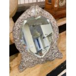 ANTIQUE H/M SILVER FRAMED BEVELLED MIRROR