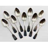 9 VICTORIAN 1847-1876 EXETER HALLMARKED STERLING SILVER SPOONS - APPROX 196 G - 7 OZ