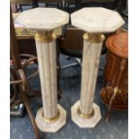 PAIR OF WHITE MARBLE COLUMNS