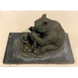 BRONZE BEARS ON MARBLE BASE