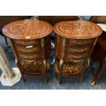 PAIR OF OVAL BEDSIDE CABINETS