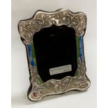 HM SILVER & ENAMEL PHOTO FRAME - 21 X 15 CMS