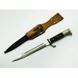 GERMAN BAYONET - METAL SCABBARD & LEATHER BELT HOOK