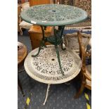 TWO METAL GARDEN TABLE