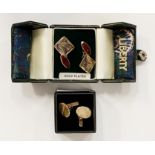 PAIR OF 9 CARAT GOLD CUFFLINKS TOGETHER WITH A BOXED PAIR OF LIBERTY CUFFLINKS