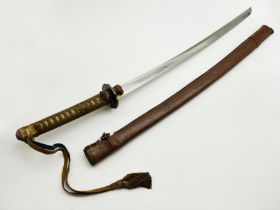 ARMY OFFICERS SWORD / SAMURAI WITH LEATHER SCABBARD