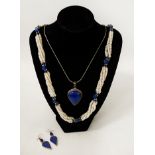 SILVER & PEARL LAPIS JEWELLERY