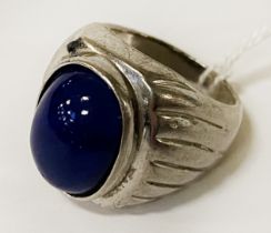 HM SILVER GENTS RING SET WITH LAPIS LAZULI STONE - SIZE S