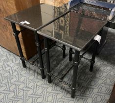 PAIR OF MARBLE & METAL SIDE TABLES