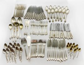 A LARGE GERMAN 800 SOLID SILVER CANTEEN OF CUTLERY (NOT BOXED) APP. WEIGHT 4.2KG