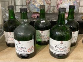 FIVE BOTTLES OF CHRISTIES LONDON GIN