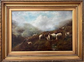 WILLIAM H WATSON. OIL OF CANVAS. “SHEEP IN THE HIGHLANDS”. SIGNED.