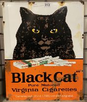 ENAMEL BLACK CAT CIGARETTES SIGN