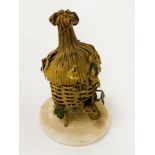 FRENCH NAPOLEON III GILT SEWING NECCESSAIRE IN THE SHAPE OF A BEEHIVE (NO SCISSORS) C1820