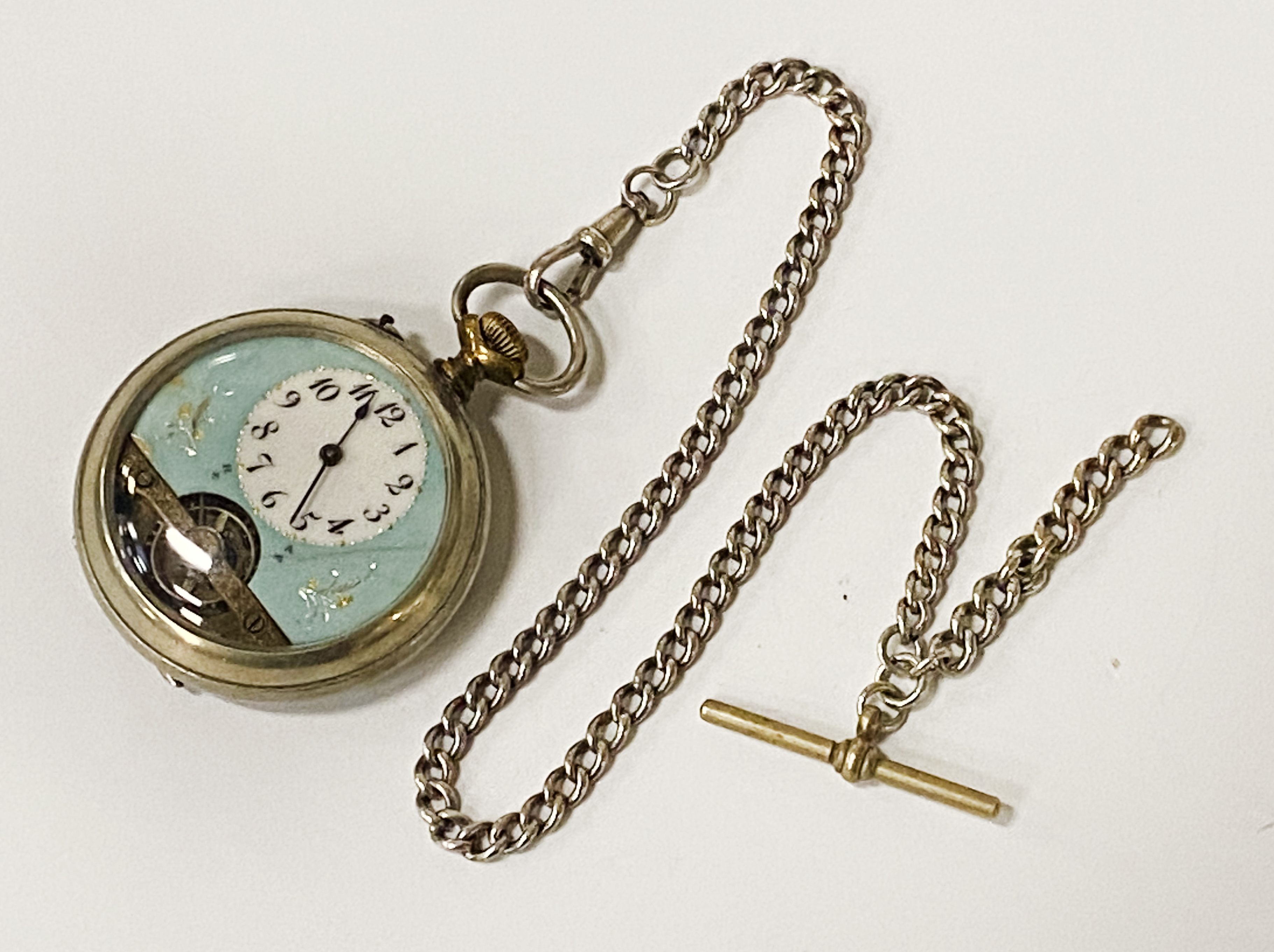 HEBDOMAS 8 DAY POCKET WATCH WITH ALBERT CHAIN A/F