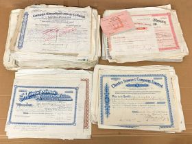 LARGE COLLECTION OF VARIOUS SHARE CERTIFICATES AND BONDS IN VARIOUS CONDITIONS A/F (400+)