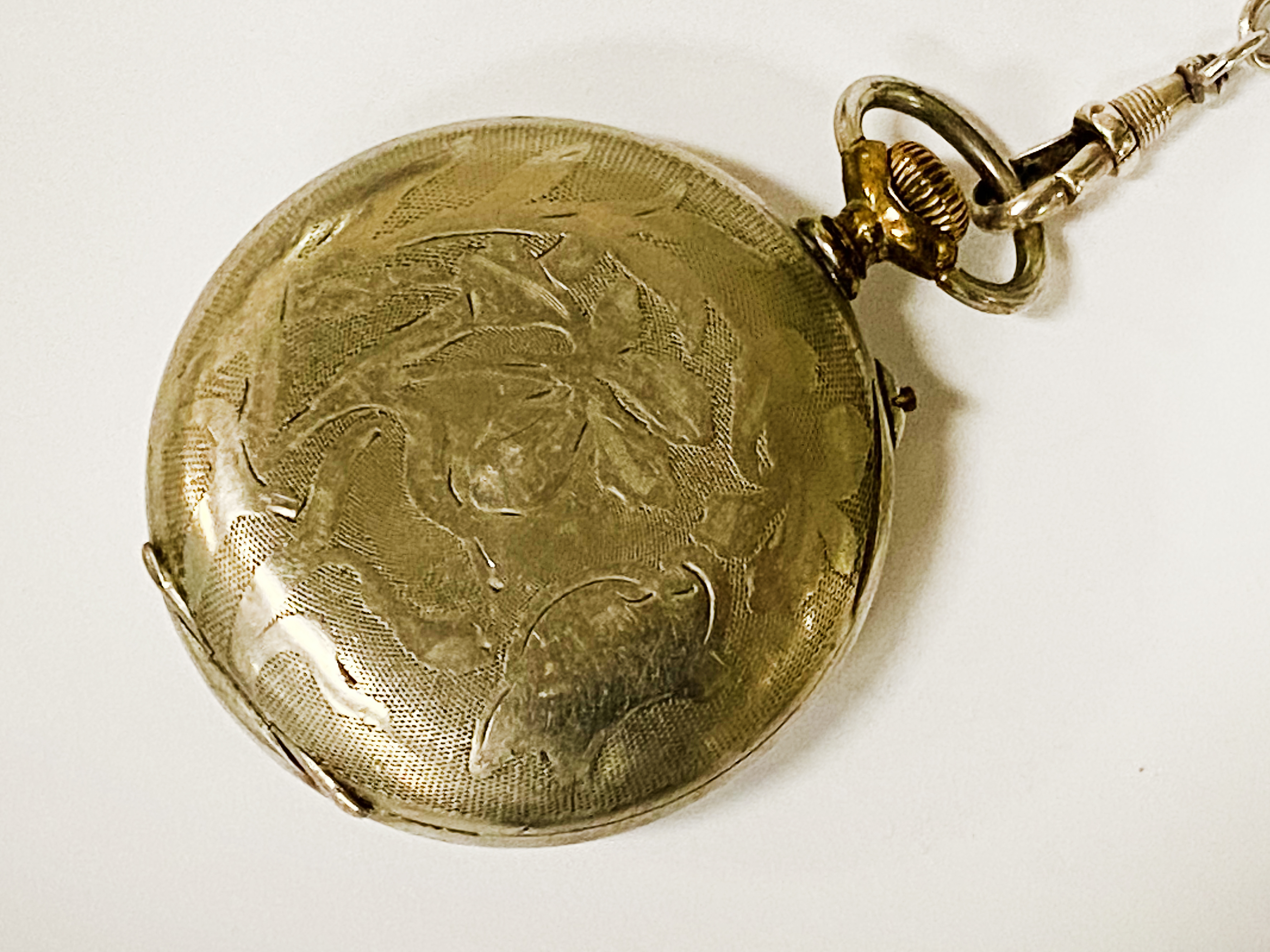 HEBDOMAS 8 DAY POCKET WATCH WITH ALBERT CHAIN A/F - Image 3 of 3