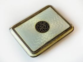 HM SILVER ENAMEL FRETWORK COMPACT - 4 OZS APPROX