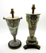 2 SPELTER TABLE LAMPS WITH ANGELS TO TOP