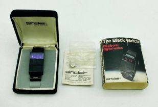 SINCLAIR THE BLACK WATCH - ELECTRONIC DIGITAL WATCH WITH BOX PAPER CASE AND RECEIPT