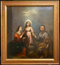 THE HOLY FAMILY OIL ON CANVAS 18th/19th CENTURY SPANISH