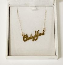 9CT GOLD ''ONLY YOU'' PENDANT & CHAIN