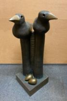 20THC BRONZE OF NESTING BIRDS - 25 INCHES HIGH