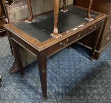 GREEN LEATHER TOP HALL TABLE