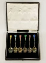 HM SILVER ENAMELLED TEASPOON SET