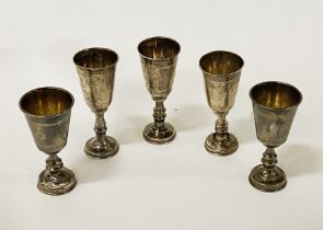 5 H/M SILVER KIDDISH CUPS - 3 OZS APPROX