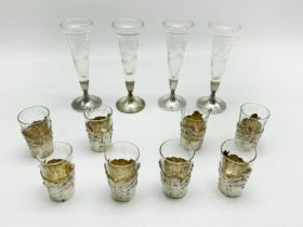 INTERESTING ITEMS LOT INCLUDING SILVER LANTERN-SHAPED POTPOURRI BOMBILLA PIPE & SILVER GLASS HOLDERS