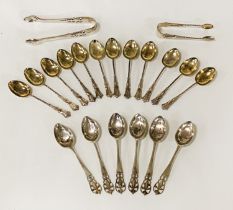 HM SILVER MIXED COLLECTION OF TEASPOONS, TONGS ETC