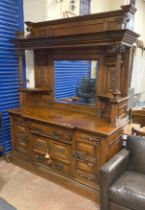 LARGE EDWARDIAN MIRROR BACK DRESSER (5 PIECES)