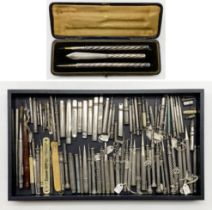 QTY OF PENCILS & PENS - MOSTLY SILVER