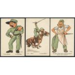 THREE VINTAGE CARTOON POSTCARD SHOWING GERMAN SOLDIERS