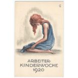 VINTAGE UNUSED POSTCARD ARBEITER KINDERWOCHE 1920