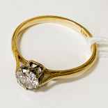 18CT GOLD SOLITAIRE DIAMOND RING - APPROX 0.45 POINTS SIZE N