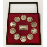 HEAVY (16.8OZS HM SILVER) 10 + 1 MEDALS DEPICTING SOVEREIGNS OF EUROPE 10 ROUND MEDALS - 1.4OZ