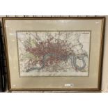 OLD LONDON FRAMED MAP 64CMS H X 86CMS (W) APPROX