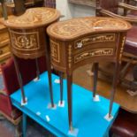 PAIR OF INLAID KIDNEY SHAPE TABLES