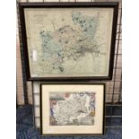 HAND COLOURED MAP OF MIDDLESEX C.1846 BY THOMAS MOUBE & 1 OTHER MAP