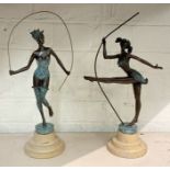 2 BRONZE FIGURES OF DANCERS - SIGNED MILO 30CMS (H)