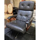 BLACK LEATHER SWIVEL CHAIR A/F