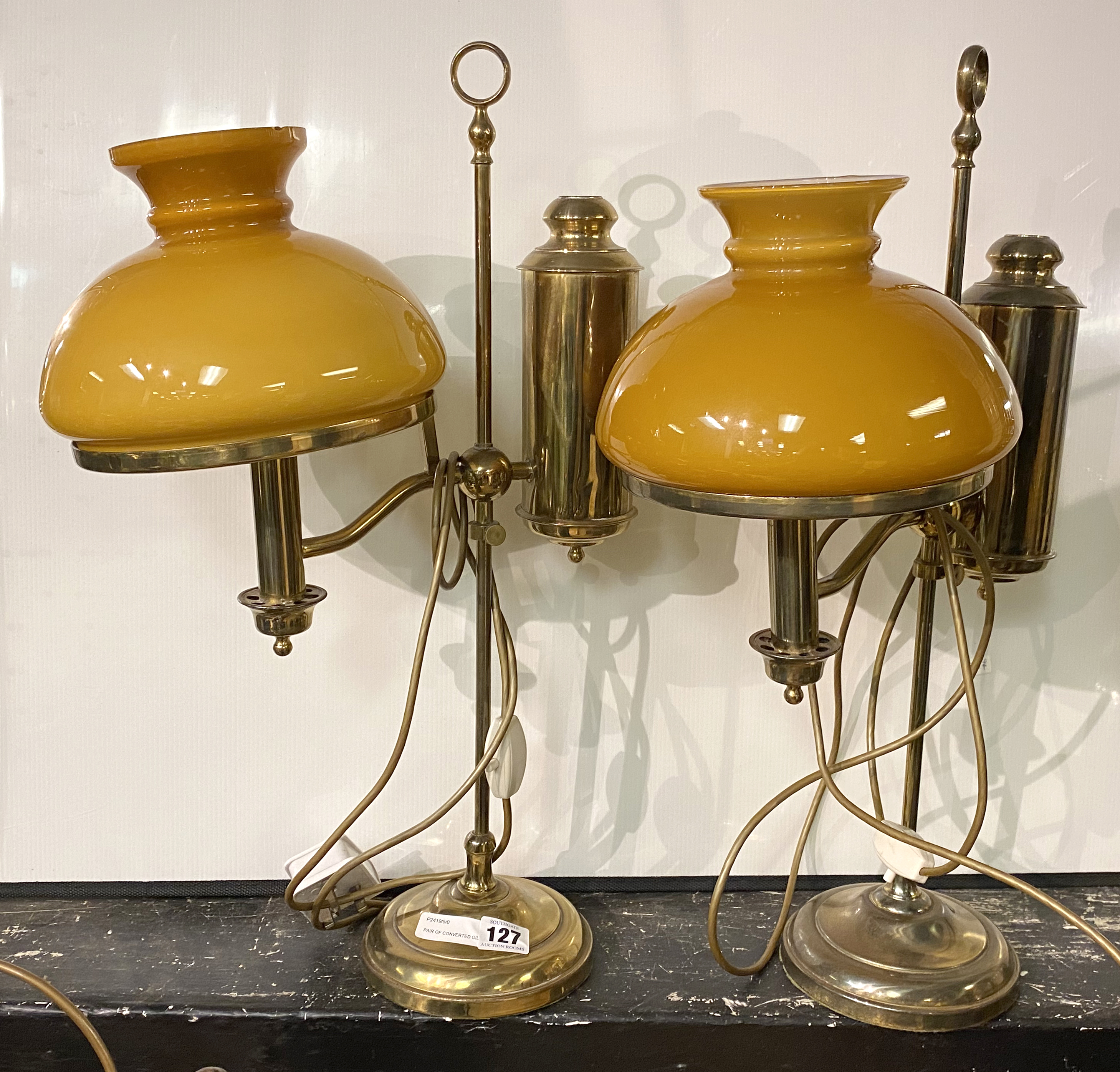 PAIR OF CONVERTED OIL LAMPS 56CMS (H0 APPROX