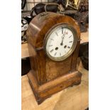 WALNUT CASED FRENCH MANTLE CLOCK A/F - 37CMS (H) APPROX