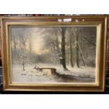 ''WINTER SNOW SCENE'' OIL ON CANVAS - SIGNED L.APOL 61CM X 41CM