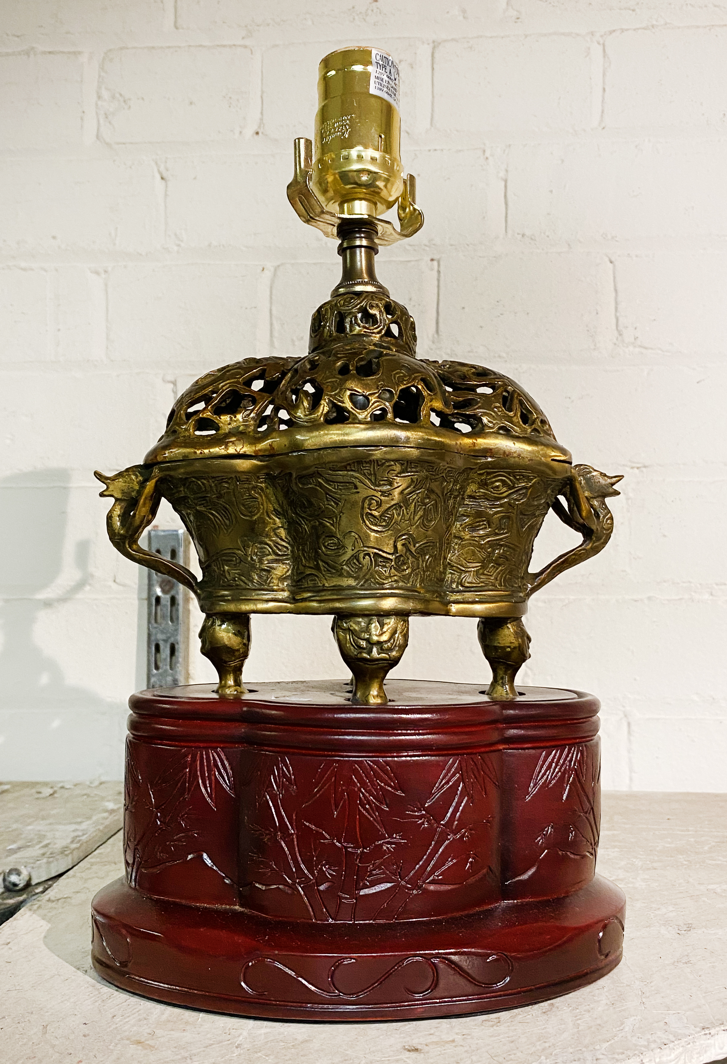 ORIENTAL BRONZE CENSER LAMP - 34CMS (H) APPROX