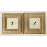 TWO MICKEY MOUSE LTD EDITION ETHCING BY SOWA & REIDER - FRAMED 9CM X 9CM